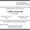 Sander Sofia 1927-2014 Todesanzeige